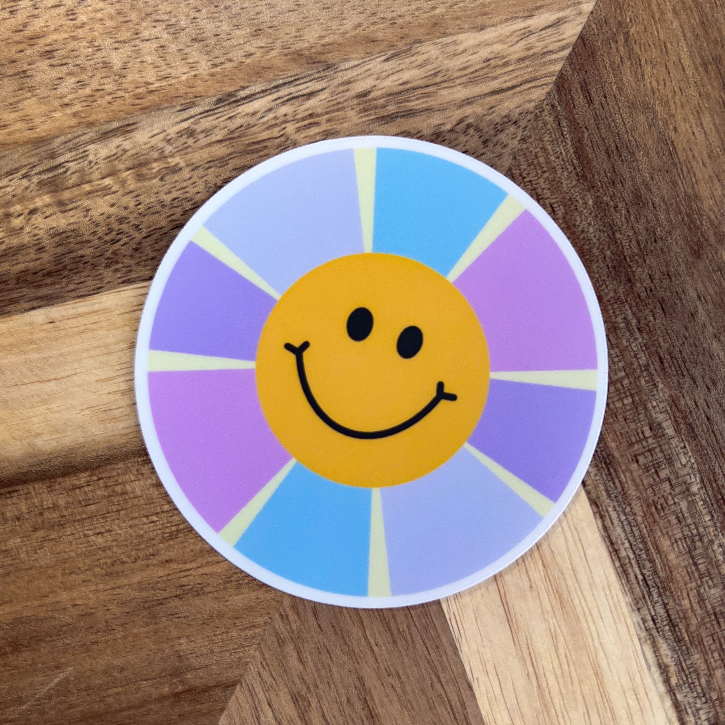 Pastel Circle Rainbow Smiley Face Sticker