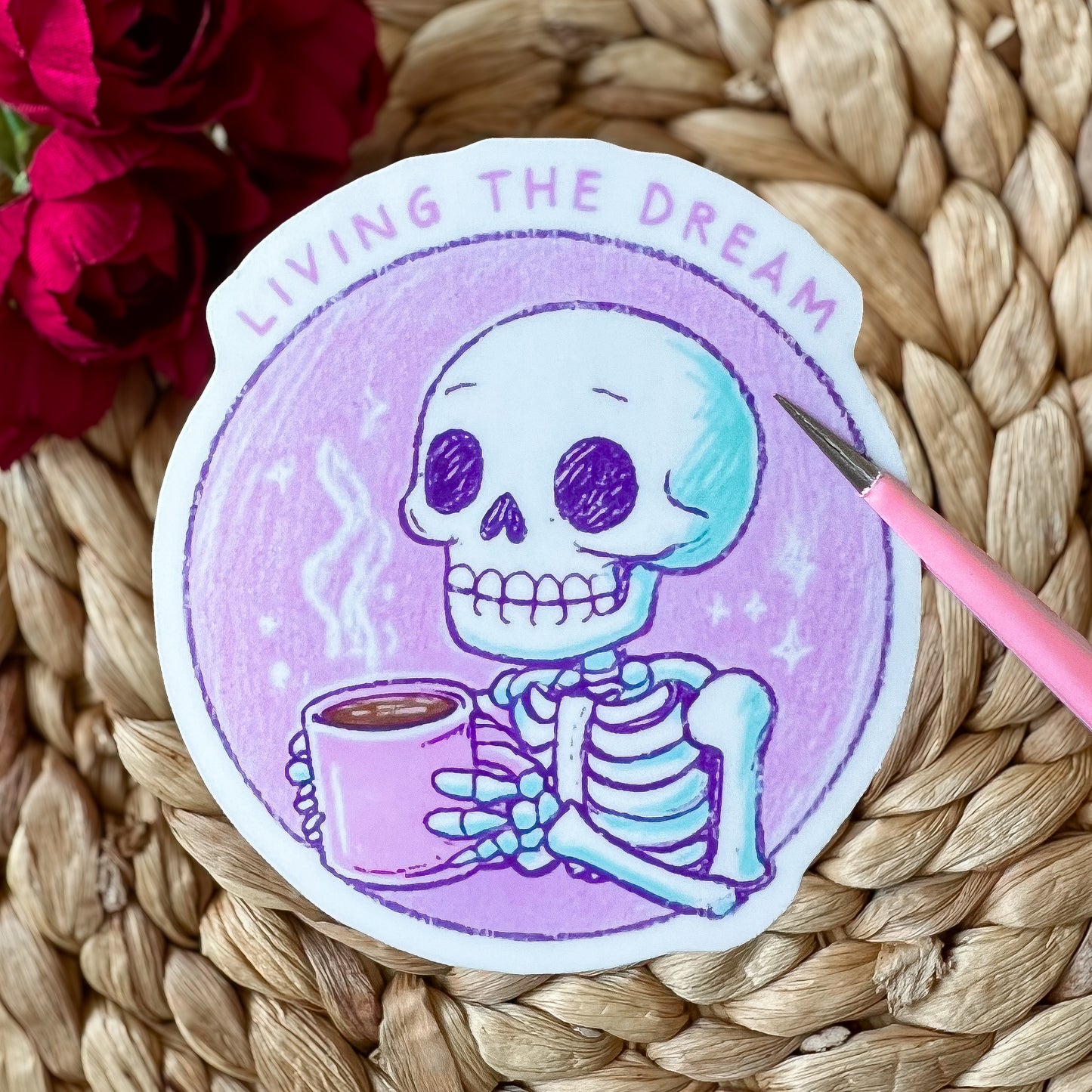 Living the Dream Skeleton Sticker