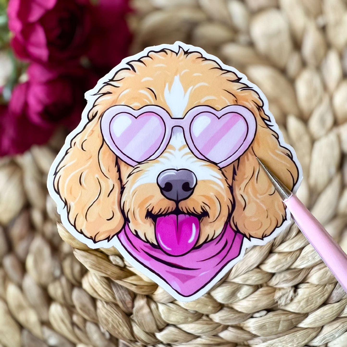 Yellow Goldendoodle Love Pup Sticker
